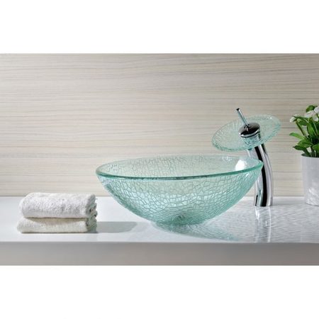 ANZZI Paeva Vessel Sink in Crystal Clear Chipasi with Matching Chrome Faucet LS-AZ8112